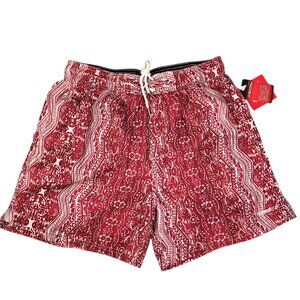 Speedo Mallorca Volley Trunks Men's M Red Floral Lined UV50 Speedry Summer Beach